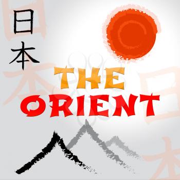 The Orient Mountain And Sun Symbols Indicating Asian Tours 3d Illustration
