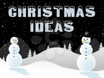 Christmas Ideas Snowmen Scene Shows Xmas Plans 3d Illustration