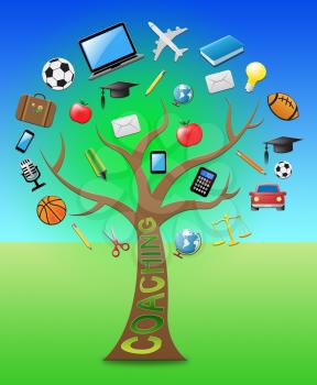 Coaching Tree With Icons Means Give Lessons 3d Illustration