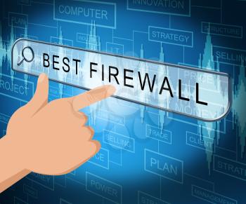 Best Firewall Online Screen Shows Top Security 3d Illustration 