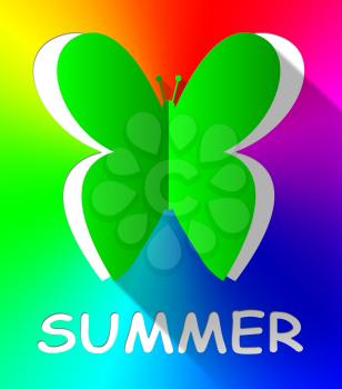 Summer Butterfly Cutout Shows Summertime Nature 3d Illustration