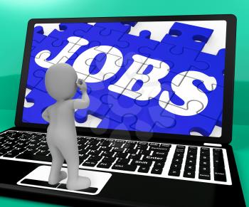 Jobs Puzzle On Notebook Shows Online Applications 3d Rendering