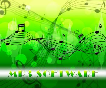 Mp3 Software Floating Notes Means Music Program Or Player