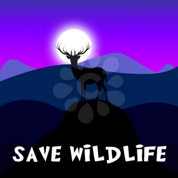 Save Wildlife Mountain Scene Shows Preserve Animals 3d Illustration