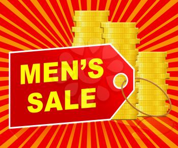 Men's Sale Label And Coins Represents Mens Offers 3d Illustration