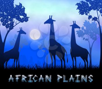 African Plains Giraffes Showing Wildlife Reserve 3d Illustration