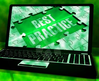 Best Practice On Laptop Showing Successful Practices 3d Rendering