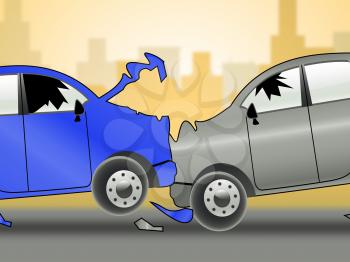 Car Accident Crash Showing Auto Crash 3d Illustration