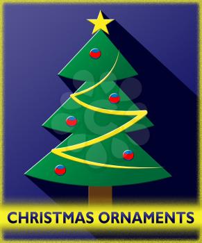 Christmas Ornaments Tree Shows Xmas Decor 3d Illustration