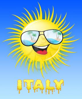 Italy Sun With Glasses Smiling Means Sunny 3d Illustration