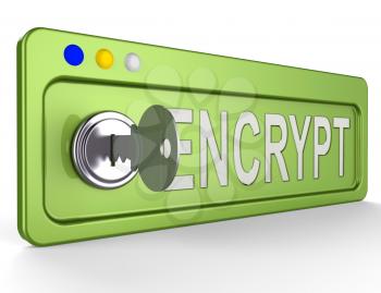 Encrypt Lock And Key Showing Protection Encryption 3d Illustration