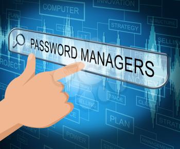 Password Managers Online Screen Shows Security Program 3d Illustration