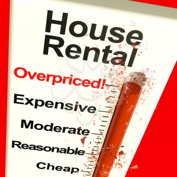 House Rental Overpriced Thermometer Monitor Showing Expensive Housing 3d Illustration