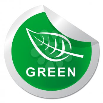 Green Sticker Shows Eco Friendly Ecology 3d Illustration