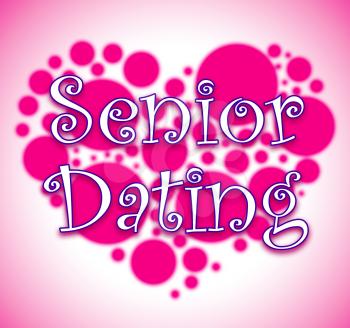 Senior Dating Heart Circles Showing Retired Sweethearts And Dates