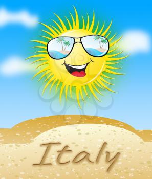 Italy Sun With Glasses Smiling Meaning Sunny 3d Illustration