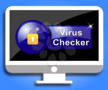 Virus Checker Screen Padlock Indicates Digital Antivirus And Firewall