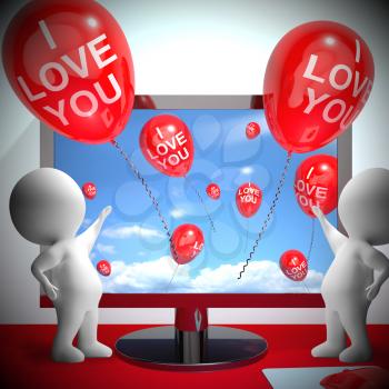 I Love You Balloons Showing Love And Online Dating 3d Rendering
