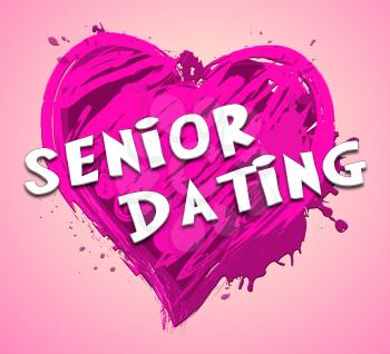 Senior Dating Heart Design Represents Retired Sweetheart 3d Illustration
