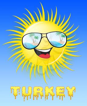 Turkey Sun With Glasses Smiling Means Sunny 3d Illustration