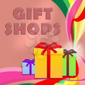 Gift Shops Giftboxes Shows Store For Birthday Presents 3d Illustration