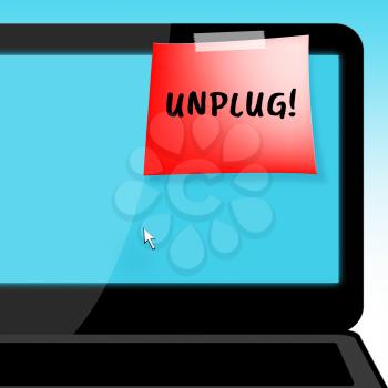 Unplug Laptop Message Means Disconnect Power 3d Illustration