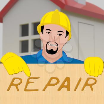 House Repair Representing Fix House 3d Illustration