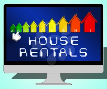 House Rentals Laptop Representing Real Estate 3d Illustration