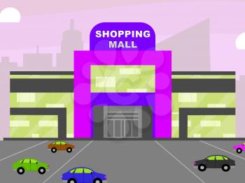 Shopping Mall Store Describes Retail Shopping 3d Illustration