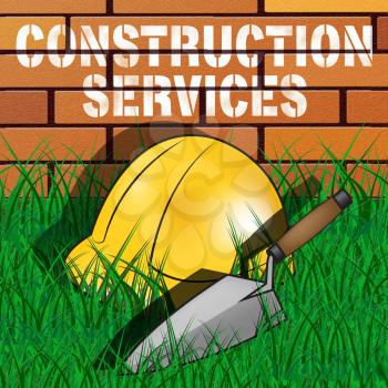Construction Services Builders Hat Represents Building Work 3d Illustration