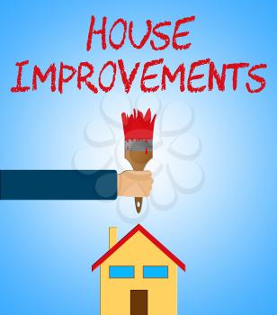 House Improvements Paintbrush Indicating Home Renovation 3d Illustration