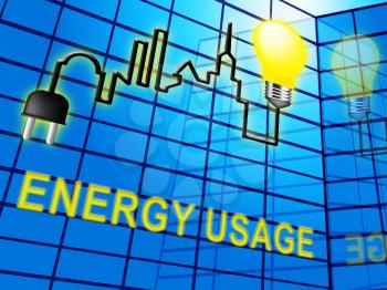 Energy Usage Lightbulb Means Power Use 3d Illustration