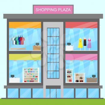 Shopping Plaza Store Showing Retail Commerce 3d Illustration