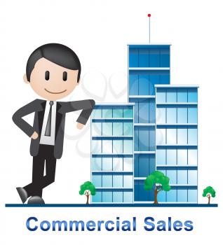 Commercial Sales Buildings Describes Real Estate 3d Illustration