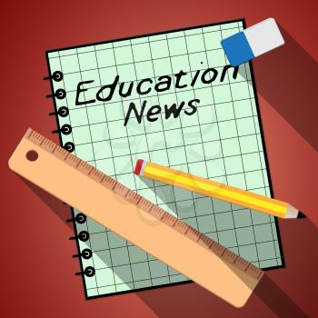 Education News Notebook Represents Social Media 3d Illustration