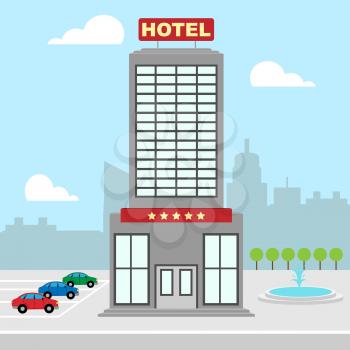 Hotel Vacation Building Shows City Accomodation 3d Illustration