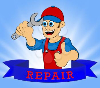 House Repair Man Displays Fix House 3d Illustration