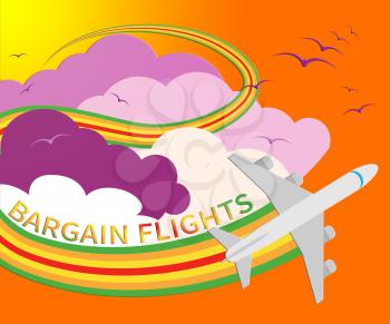 Bargain Flights Plane Represents Flight Sale 3d Illustration