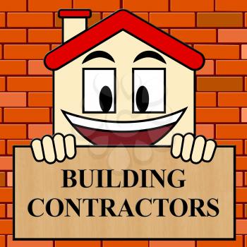 Building Contractors Showing Real Estate Builder 3d Illustration