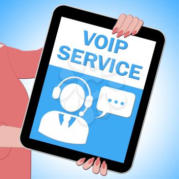 Voip Service Tablet Shows Internet Help 3d Illustration