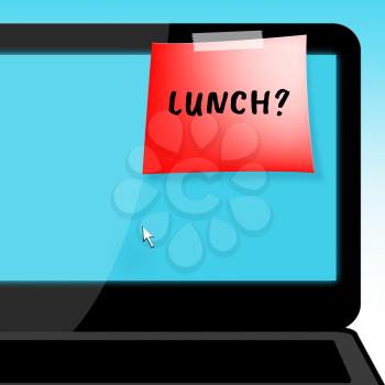 Lunch Or Brunch Laptop Message Means Getting Hungry 3d Illustration