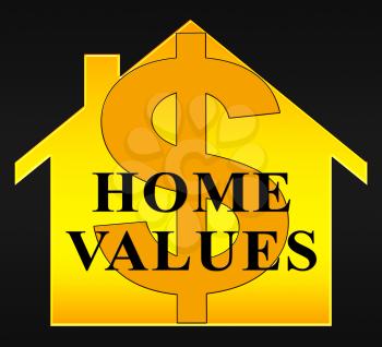 Home Values Dollar Icon Represents Selling Price 3d Illustration