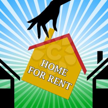 Home For Rent Hand Means Property Rentals 3d Illustration