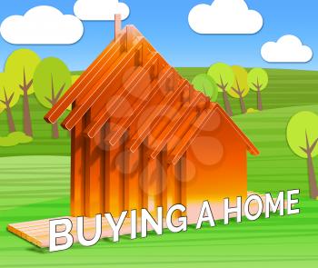 Buying A Home Houses Means Real Estate 3d Illustration