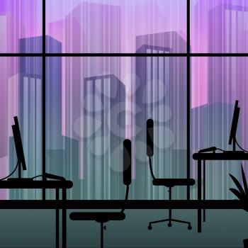Office Interior Window Means Building Cityscape 3d Illustration