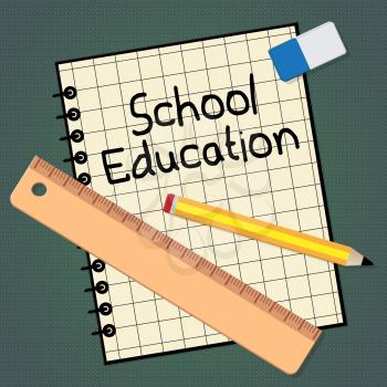 School Education Notebook Representing Kids Education 3d Illustration