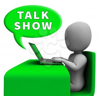 Talk Show Man With Laptop Icon Showing Broadcast 3d Rendering