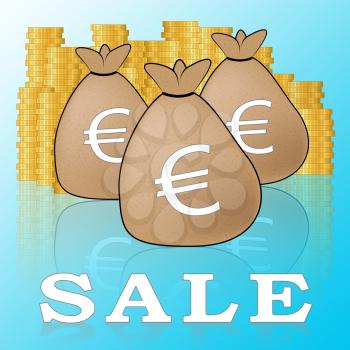 Euro Sale Money Means Promotion And Discounts 3d Illustration