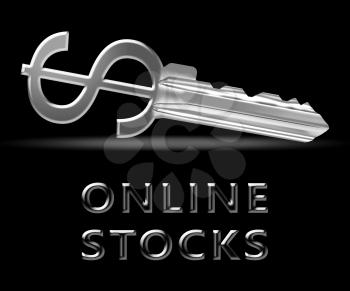 Online Stocks Key Means Internet Investing 3d Illustration