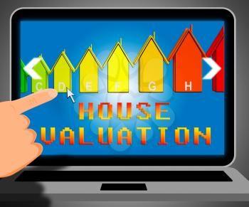 House Valuation Laptop Representing Current Price 3d Illustration